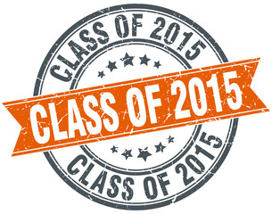 class of 2015 round orange grungy vintage isolated stamp
