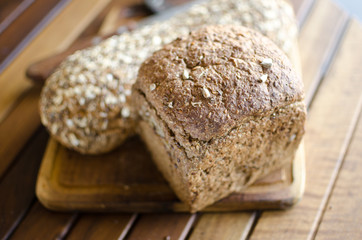 Pieces of homemade wholemeal bread