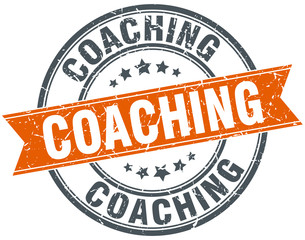 Fototapeta premium coaching round orange grungy vintage isolated stamp