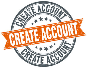 Obraz premium create account round orange grungy vintage isolated stamp