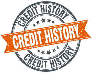 credit history round orange grungy vintage isolated stamp