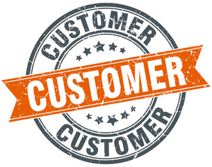 customer round orange grungy vintage isolated stamp