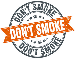don't smoke round orange grungy vintage isolated stamp