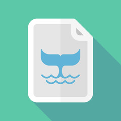 Long shadow document icon with a whale tail