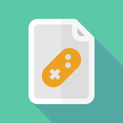 Long shadow document icon with a game pad