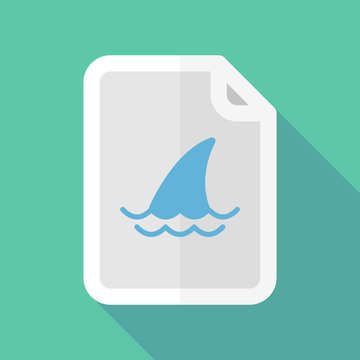 Long shadow document icon with a shark fin