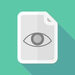 Long shadow document icon with an eye
