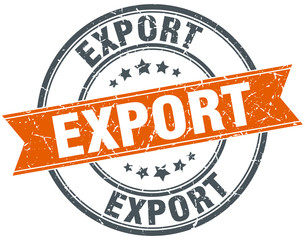 export round orange grungy vintage isolated stamp