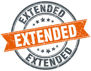 extended round orange grungy vintage isolated stamp