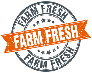 farm fresh round orange grungy vintage isolated stamp