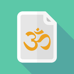 Long shadow document icon with an om sign