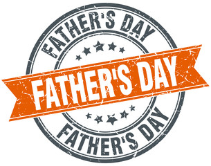 father's day round orange grungy vintage isolated stamp