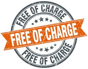 free of charge round orange grungy vintage isolated stamp