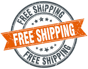 free shipping round orange grungy vintage isolated stamp