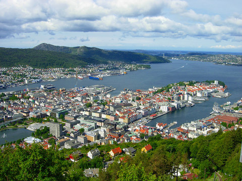 View from Mount Fløyen on the city of Bergen (Norway)