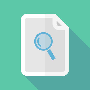 Long shadow document icon with a magnifier