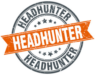 headhunter round orange grungy vintage isolated stamp