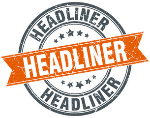 headliner round orange grungy vintage isolated stamp