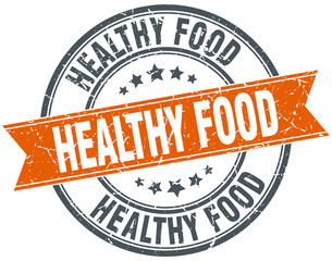 healthy food round orange grungy vintage isolated stamp