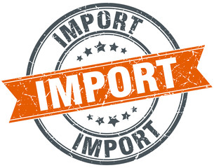 import round orange grungy vintage isolated stamp