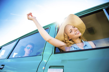 Young people on a road trip