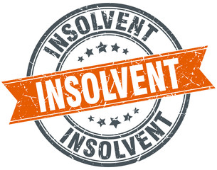 insolvent round orange grungy vintage isolated stamp