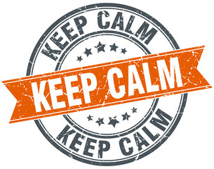 keep calm round orange grungy vintage isolated stamp