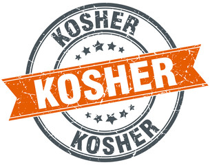 kosher round orange grungy vintage isolated stamp