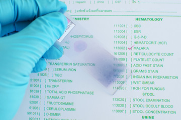 Blood film for malaria parasite and blood cell morphology 