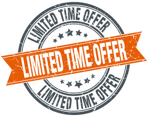 limited time offer round orange grungy vintage isolated stamp