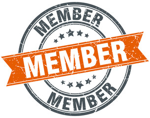 member round orange grungy vintage isolated stamp