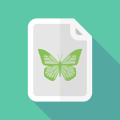 Long shadow document icon with a butterfly