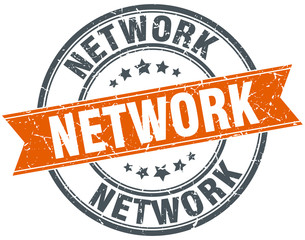 network round orange grungy vintage isolated stamp
