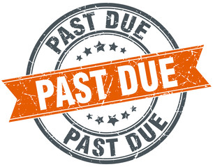 past due round orange grungy vintage isolated stamp