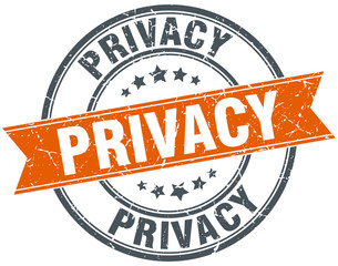 privacy round orange grungy vintage isolated stamp