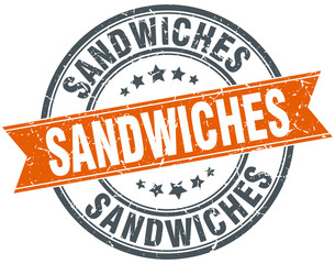 sandwiches round orange grungy vintage isolated stamp