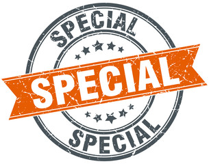 special round orange grungy vintage isolated stamp