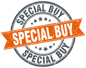 special buy round orange grungy vintage isolated stamp