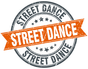 street dance round orange grungy vintage isolated stamp