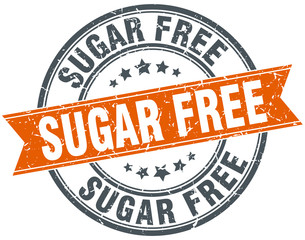 sugar free round orange grungy vintage isolated stamp