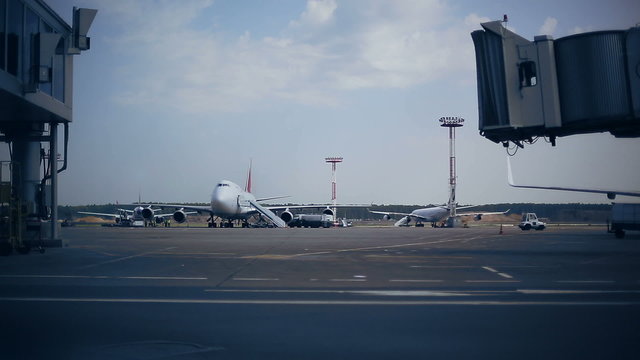 Airport gates luggage loading