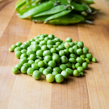 Pile of podded peas, soft focus