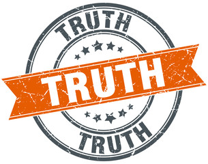 truth round orange grungy vintage isolated stamp