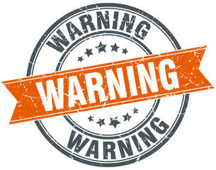 warning round orange grungy vintage isolated stamp