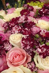 Bouquet of red, white and pink roses