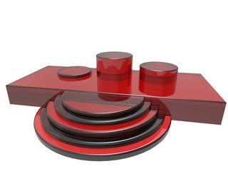 isolated modern podium colored in red