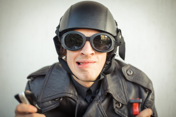 Young nerd playing video games