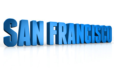 3D San Francisco text on white background