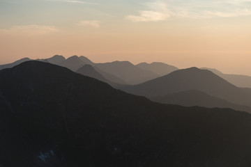 Mountain scenery at sunset
