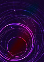 Abstract color glowing lines in dark space with stars and light